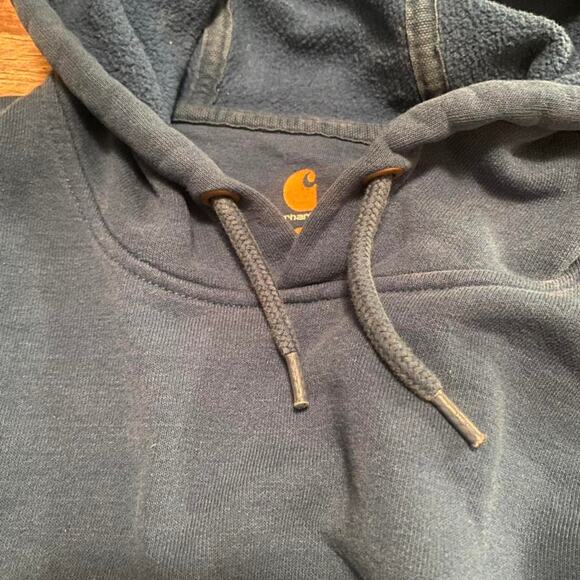 Mens blue carhartt work outdoors pullover hoodie - Picture 4 of 4